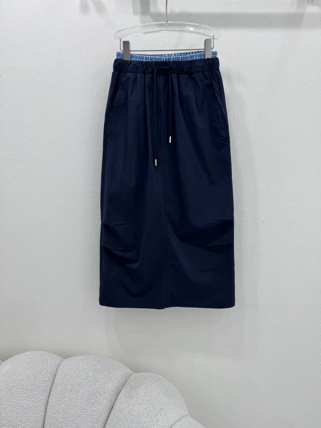 miu Mi* 25 Spring And Summer New Arrival Blue Plaid Double Waist Straight Ski