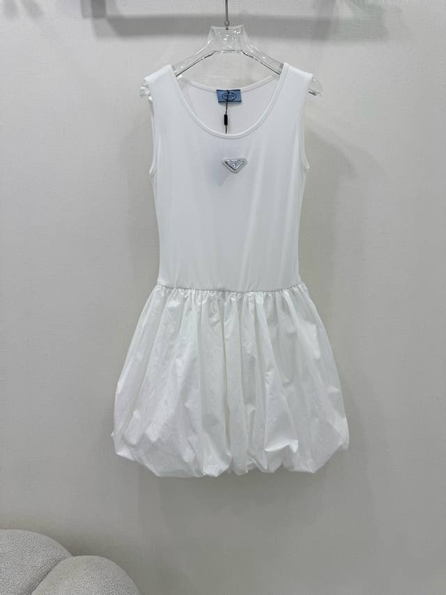 prad* 25 New Bud Dress Knitted Splicing Bud Vest Dress With Triangle Logo Dec