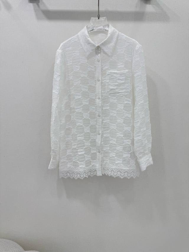 gucc*Gjia 25 New Summer Jacquard Semi-Transparent Sunscreen Shirt Hem Splicin