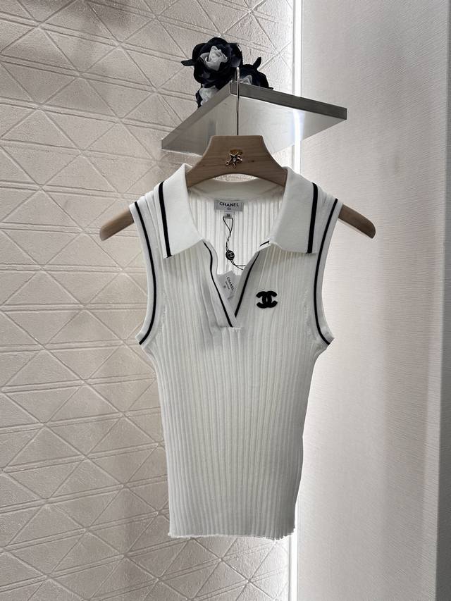 chane*2025 New Arrivals Striped Lapel Knitted Vest Customized Yb Imported Yar