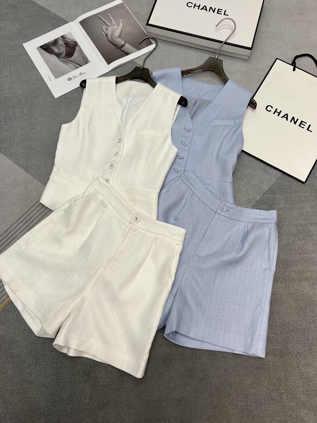 High Quality 2025 New Summer Suit Sleeveless Vest Top Shorts Top With Adjustable