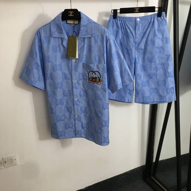 Style No. 20252951 Gucc* New Suit Old Flower Gg Letter Short-Sleeved Shirt + Sho