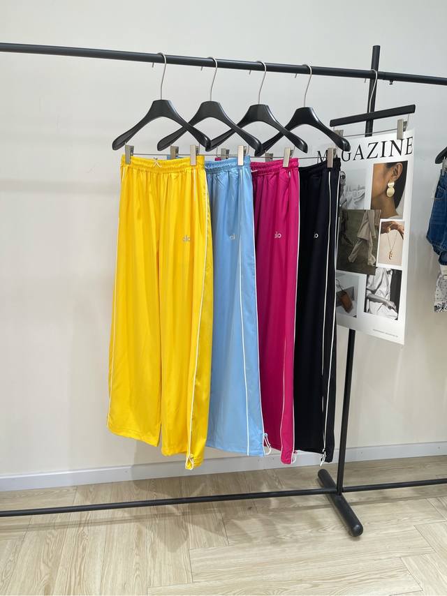 alo Fluorescent Casual Trousers Fabric Polyester Fiber Color Yellow Light Blu
