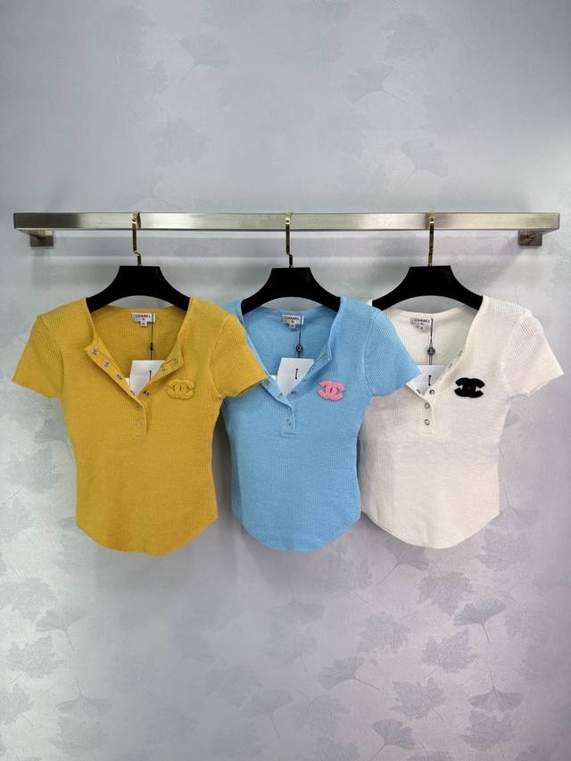 ch*2025 Spring And Summer New Knitted Short-Sleeved Custom Yb Imported Yarn W