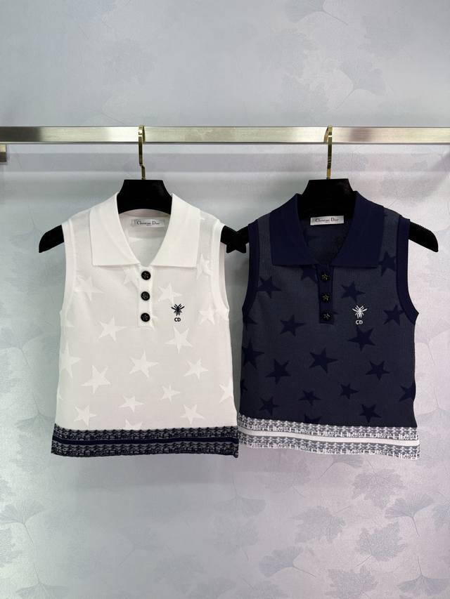 dio* 2025 Spring And Summer Latest Series Jacquard Knitted Collar Vest Custom