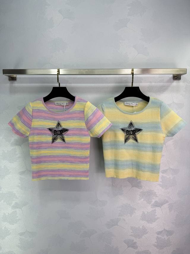 dio*2025 Spring And Summer Latest Series Dopamine Macaron Color Striped Knitt