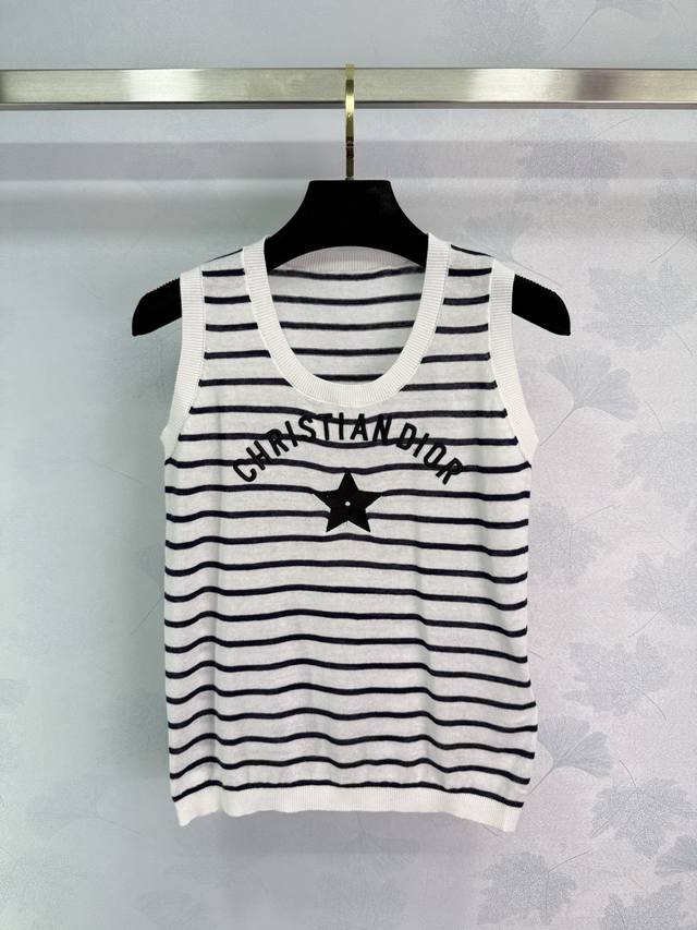 dio* 25 New Summer Striped Knitted Vest With Stripes All Over The Body. Five-