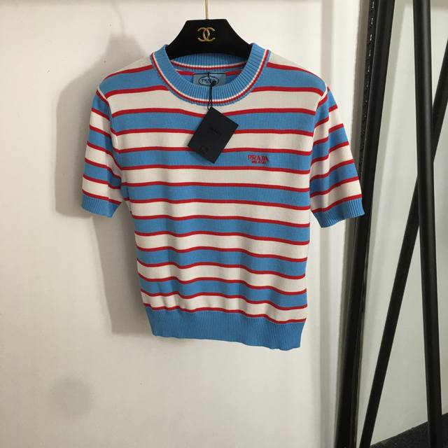 Style No. 20252942 Prad* New Chest Logo Embroidery Color Matching Striped Short-