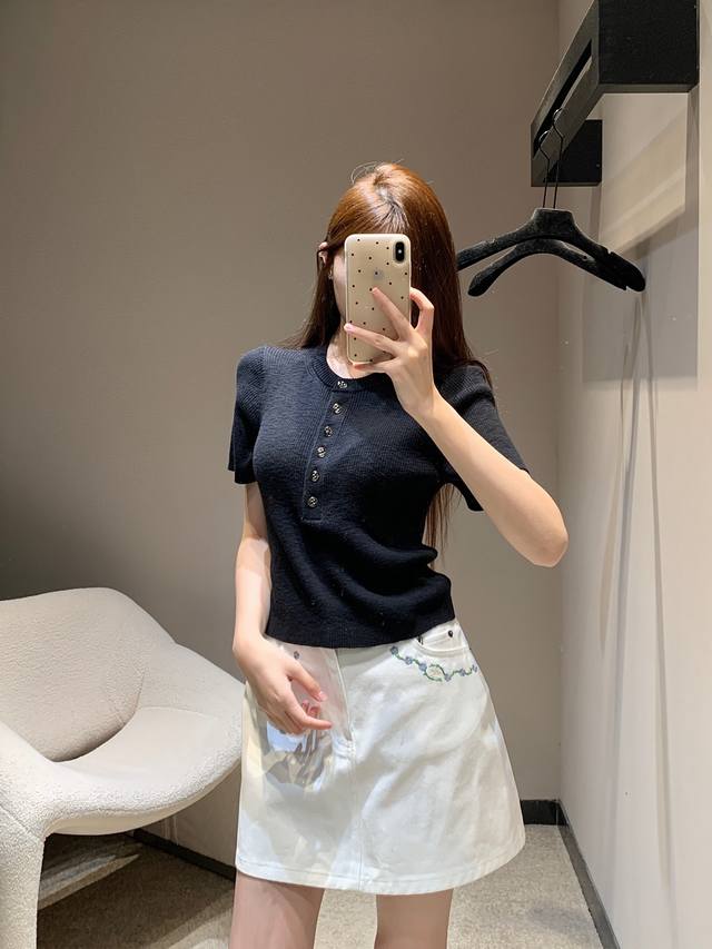 chane*25Ss Summer New Coco Beach Series Short-Sleeved Tops | Exclusive High-E