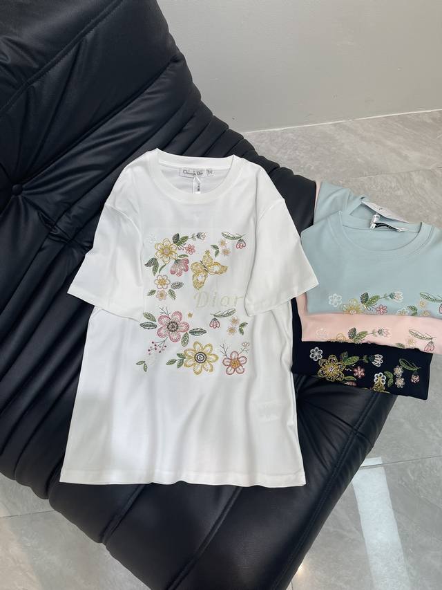 dio* Round Neck Embroidery And Beading Customized Yb Original Cotton Material