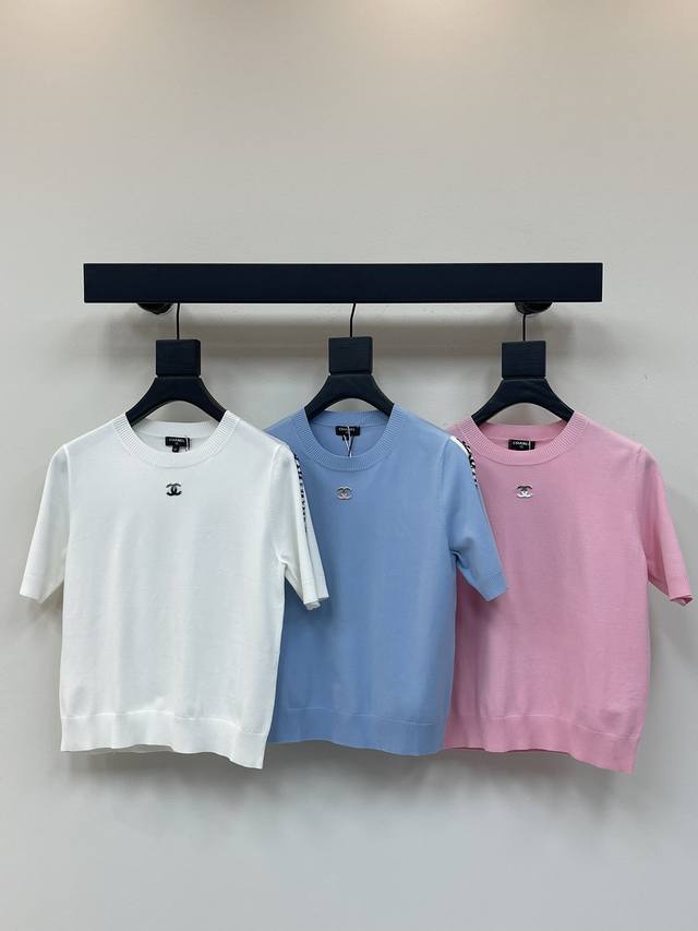 chane*25 Spring And Summer New Knitted Round Neck Short Sleeves, Age-Reducing
