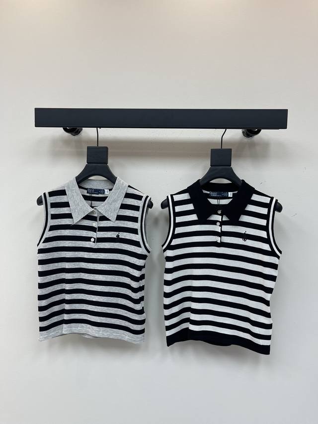 polo Laf 25 New Summer Striped Lapel Knitted Vest Classic Striped Color Chest
