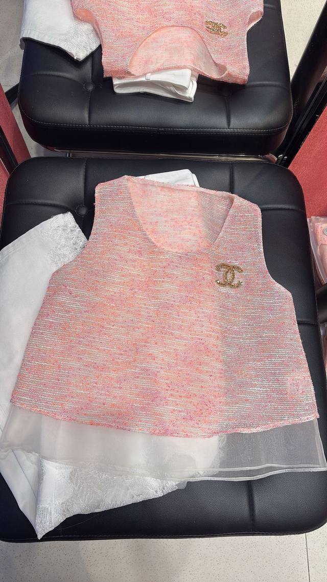 chane* Vest Top Super Beautiful Peach Pink Custom Light Fabric Size 36 38 40