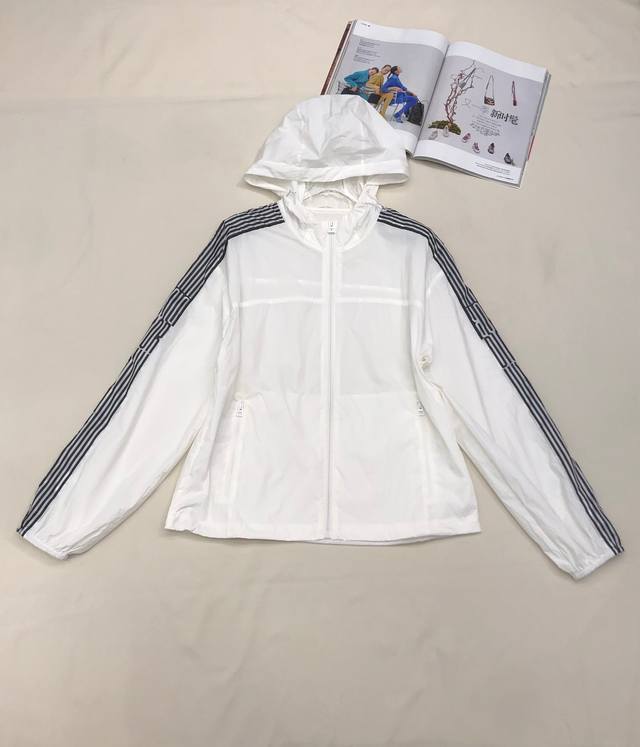 4Io* 25Ss New Hooded Sun Protection Windbreaker Jacket Striped Pattern Printe