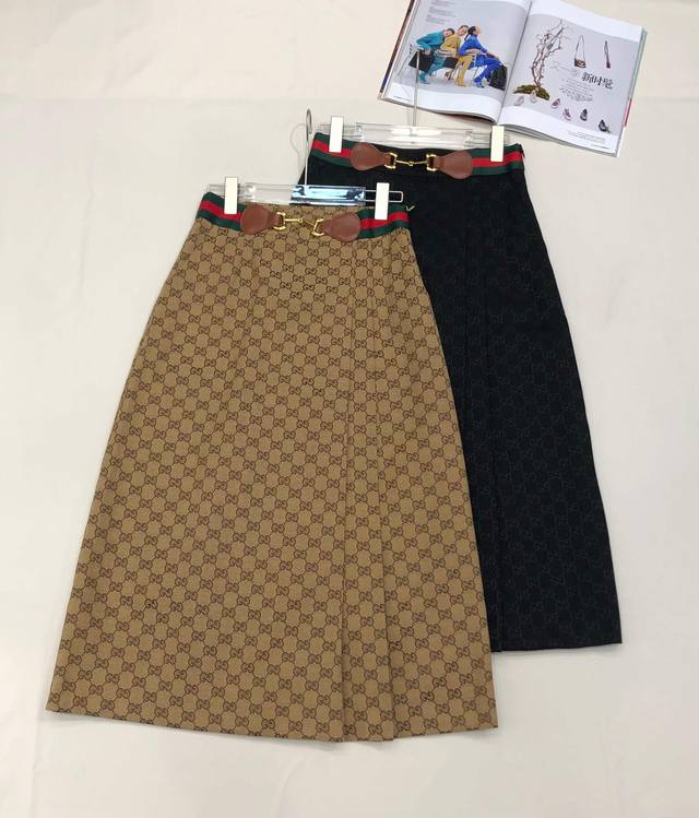 gu33* 25Ss New Style Skirt With Double G Jacquard Fabric Decoration, Colorful