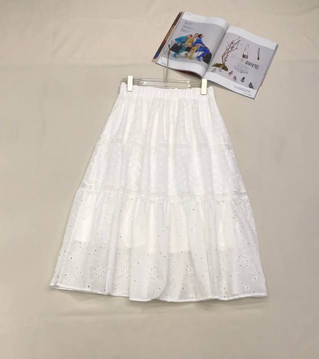 2025 New Summer Skirt Water-Soluble Flower Lace Three-Layer Splicing Heavy Em