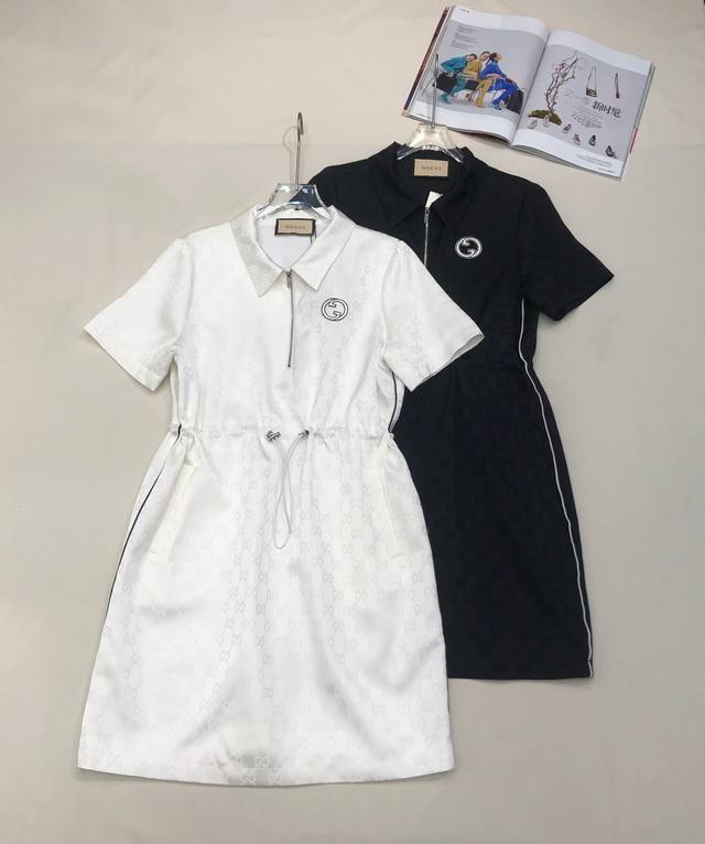 gu33I 2025 Summer New Arrival Short Dress Lapel Zipper Design Drawstring Wais