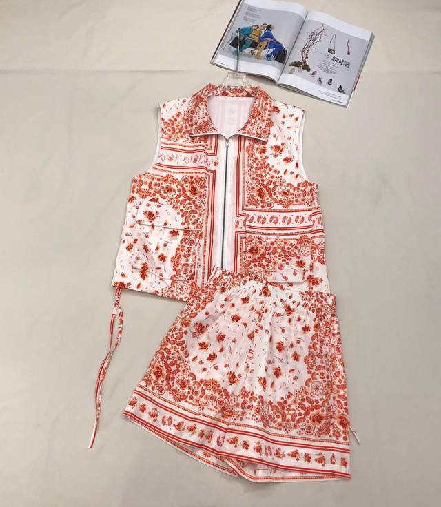 fen4I*2025 New Summer Suits Sleeveless Lapel Vest Elastic Waist Shorts New St