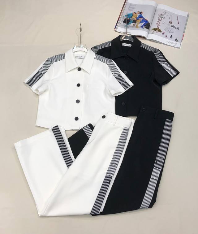 4Io* 25Ss New Suit Jacket Straight Pants Suit Side Stitching Striped Ribbon D