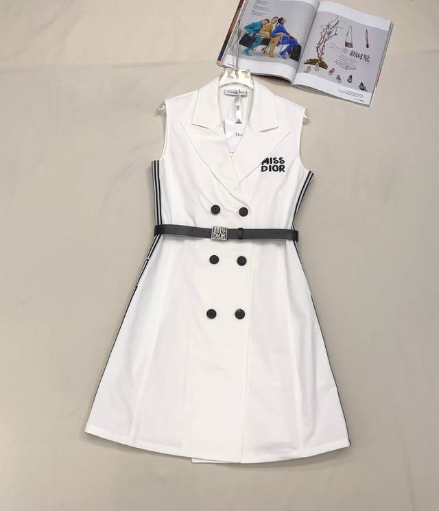 4Io* 25Ss New Vest Dress With Letter Ribbon Stitching Decoration On The Side