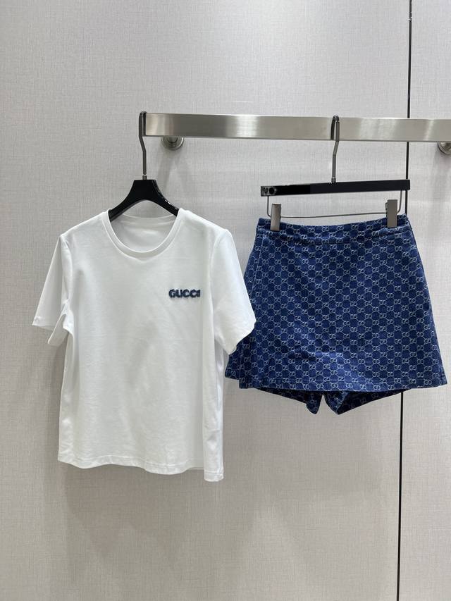 Highly Recommend Guc*2025 Spring And Summer New Short-Sleeved T-Shirt Pants Skir