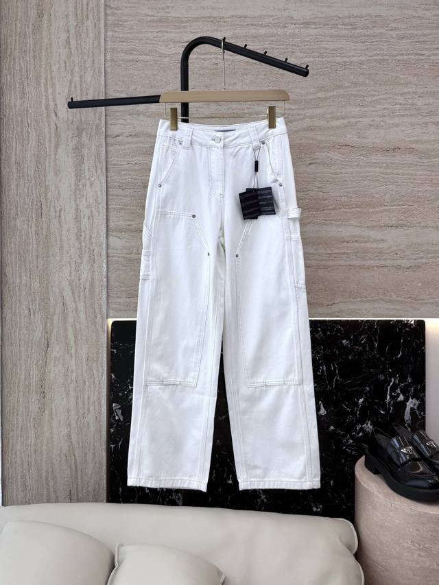 ad039#New Jeans Pr Triangle Label Popular Loose Wide-Leg Pants Denim Trousers