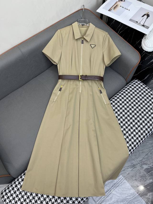 prad* 25Ss New Workwear Style Dress Customized Triangle Logo Decoration High-