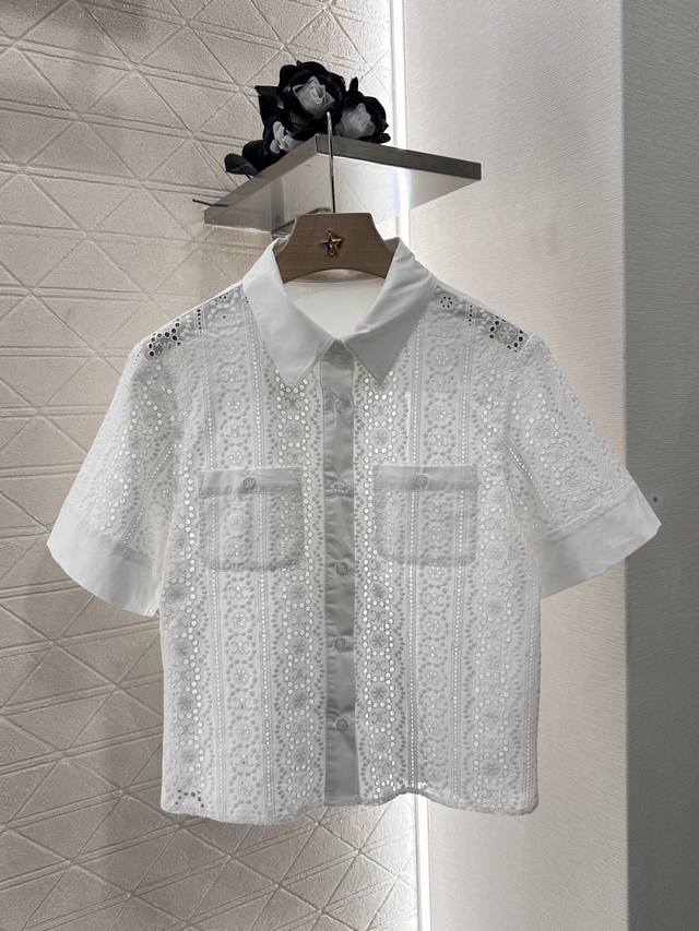 celin*2025 New Arrivals Retro Jacquard Hollow Shirt Customized Yb Twill Cotto