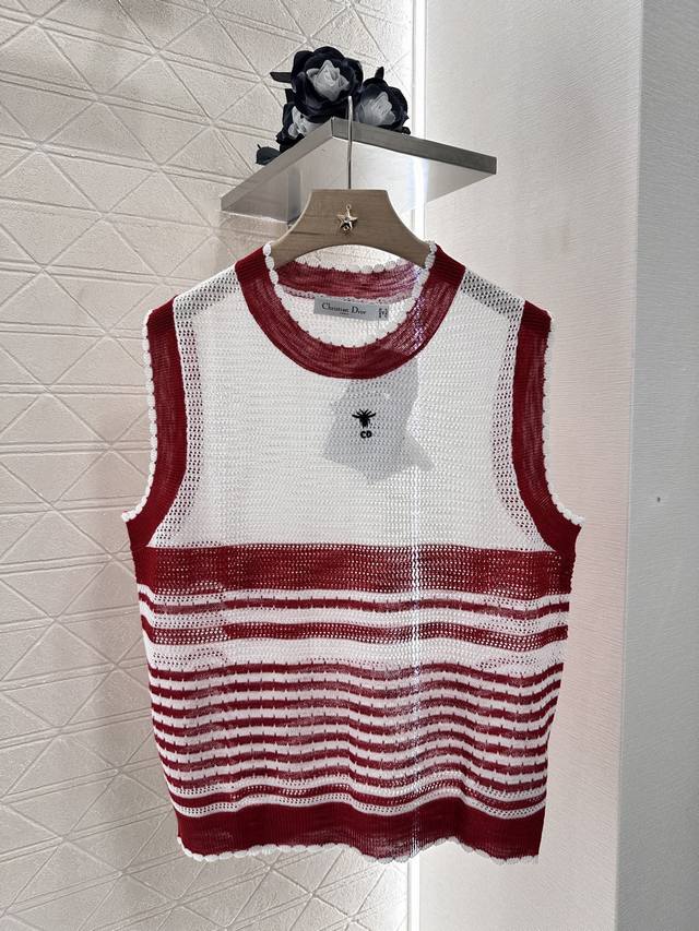 dio*2025 New Arrivals Striped Knitted Vest Customized Yb Linen Cotton Yarn Wo