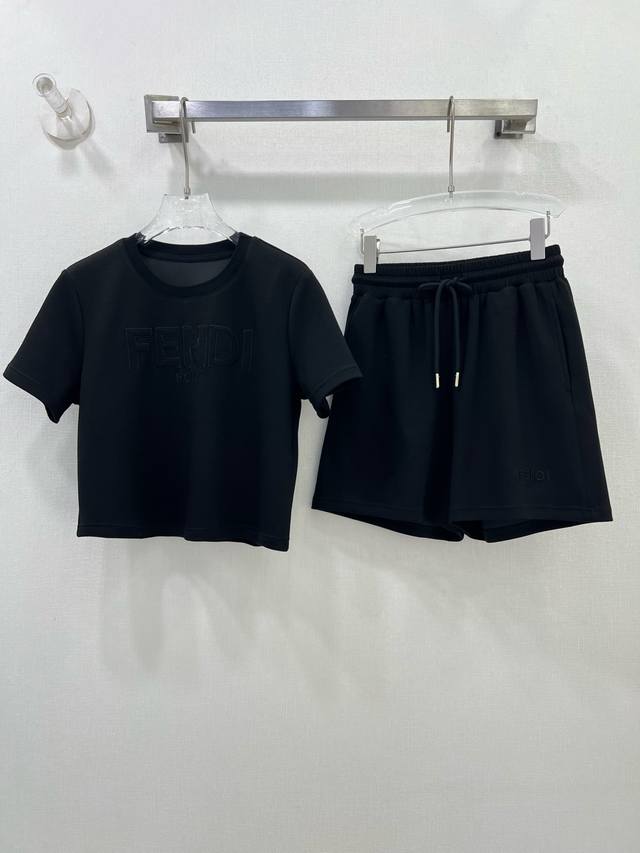 fend*25 Spring And Summer New Product Suit Contrast Color Round Neck Drawstri