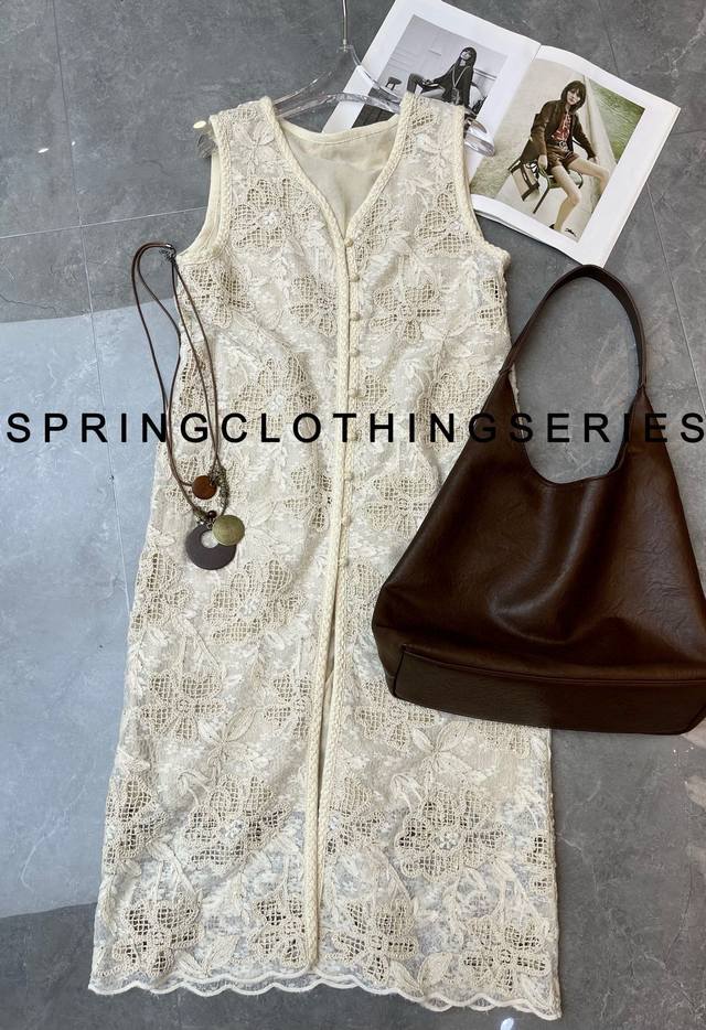 Dress Bohemian Lace Hollow Layered Vest Dress With Design. Summer Layering Trump