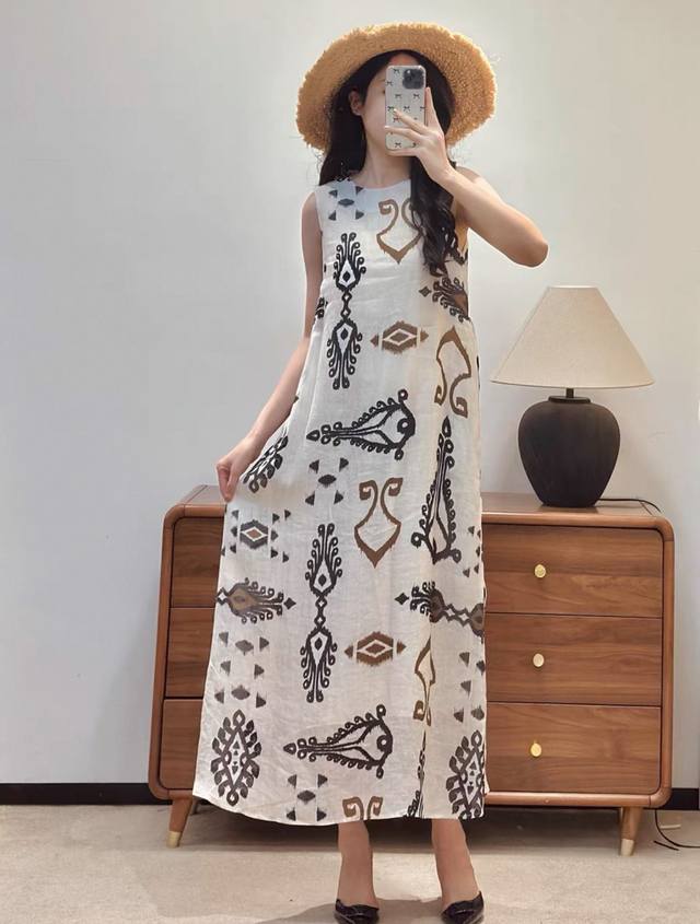 Dress Newest Item In The Series Design Ethnic Style Printed Sleeveless Dress Poc