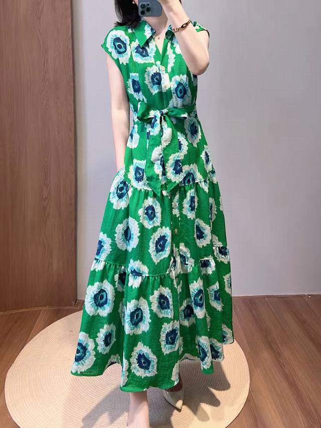 Dress Fabric Tencel Linen Wear It On Vacation Fresh And Charming Green Print Lap