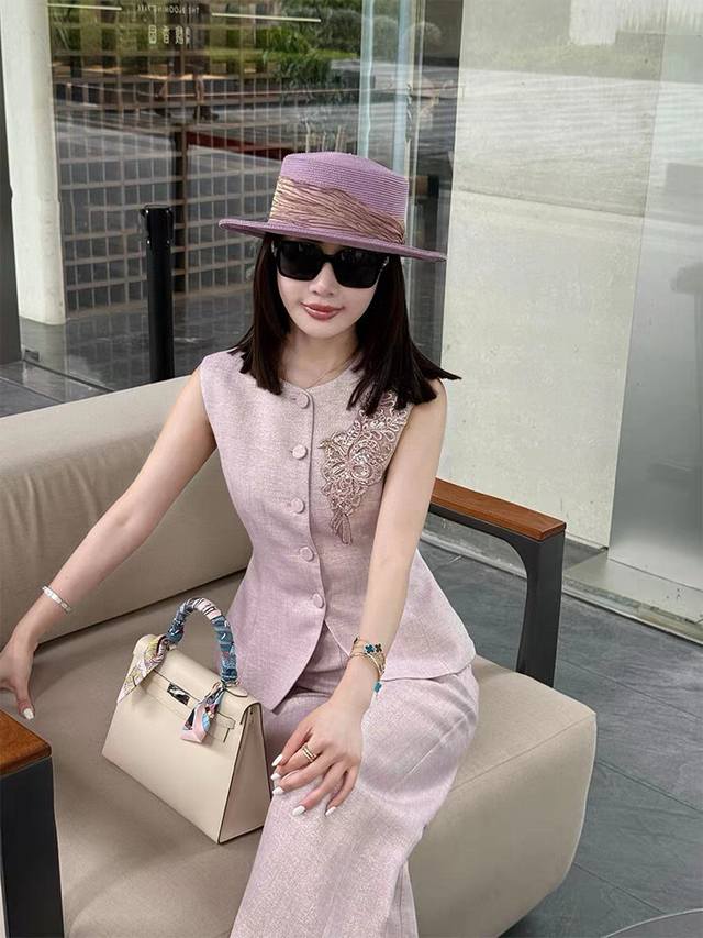 Suit New Hot-Selling Recommendation Moonlight Violet Heavy Beading Embroidery Ro