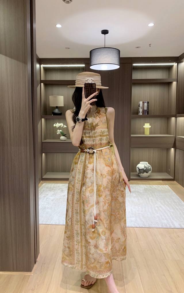 Dress Real Shot Classic Simple Lady Temperament Dress 7 100% Ramie Print Dress F