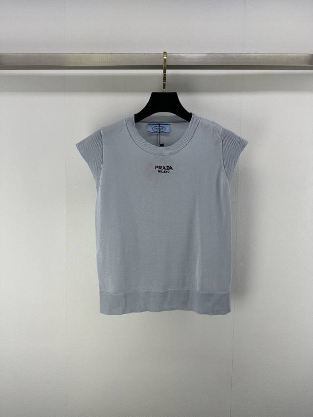 prad*New Details 25 Spring And Summer Latest Flying Sleeves Round Neck Knitte