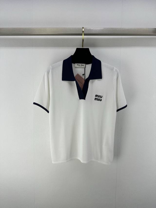 miumi*New Details 25 Spring And Summer New Style Lapel Short Sleeves Textured