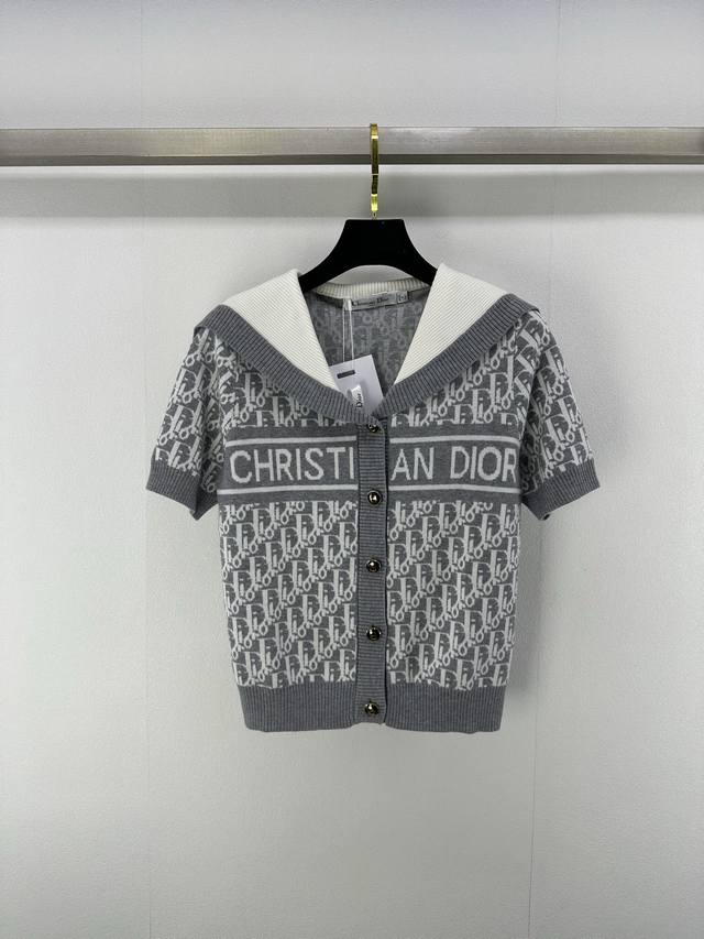 dio*New Details 25 Summer New Style Navy Collar Short Sleeves Gray Tone Style