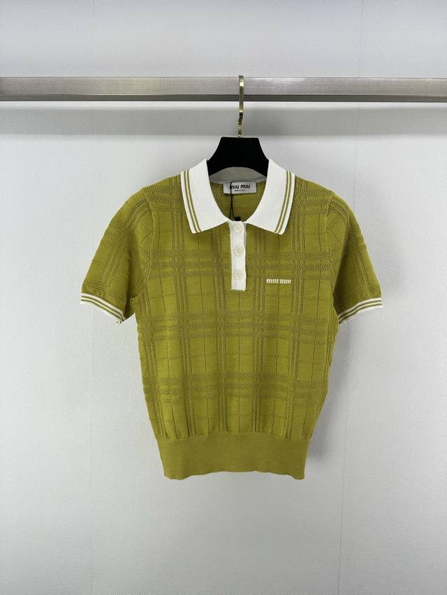 miumi*New Details 25 Spring And Summer New Knitted Polo Collar Short Sleeves