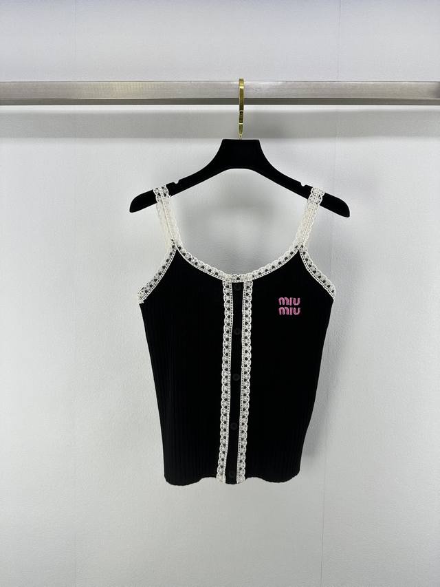 miumiu*New Details 25 Spring And Summer Latest Contrast Color Lace Knitted Ve