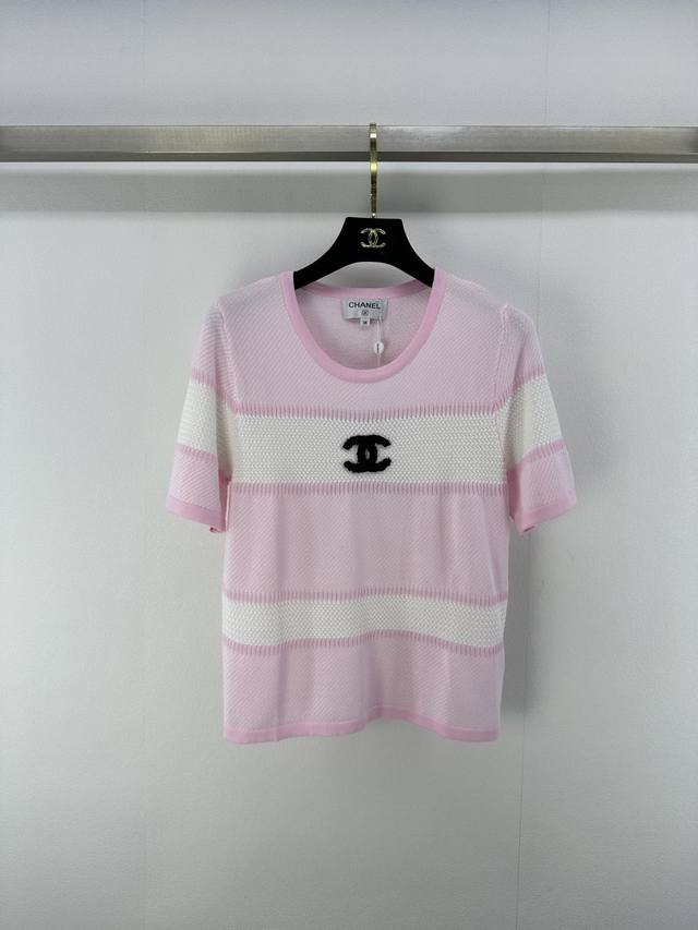 chan*L New Details 25 Spring And Summer Latest Striped Short-Sleeved Navy Sty