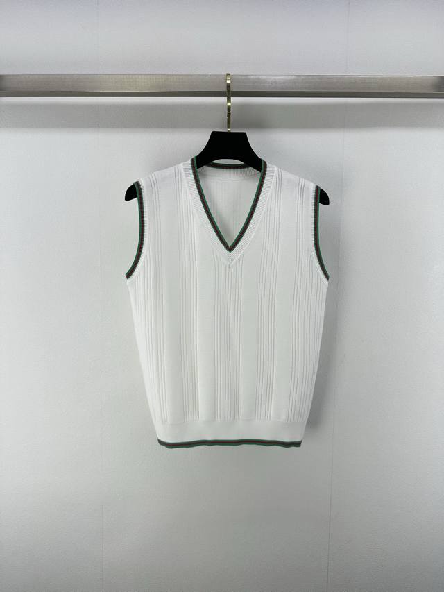 gucc*New Details 25 Summer New Product Contrast Color Knitted Vest Custom Yb