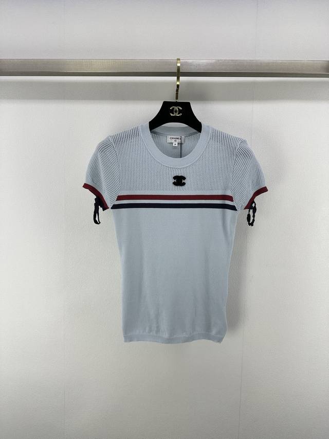 chane* New Details 25 Spring And Summer Latest Flocking Logo Knitted Short Sl