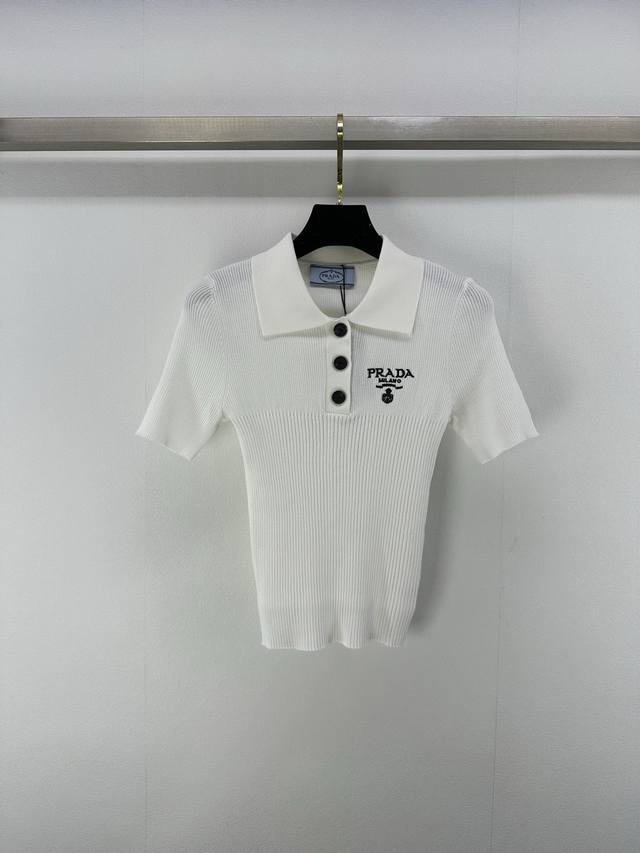 prad* New Details 25 Spring And Summer Latest Lapel Knitted Short Sleeves Cus
