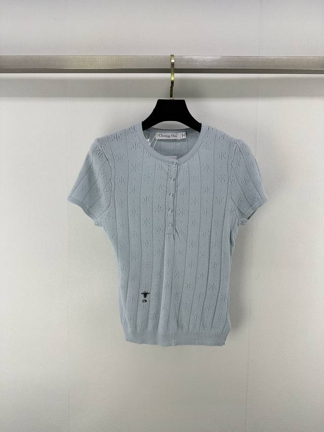 dio*New Details 25 Summer New Half Cardigan Hollow Short Sleeves Concealed Bu
