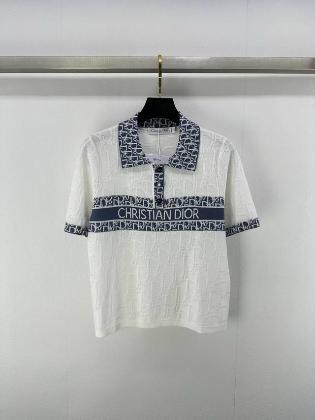 dio*New Details 25 Spring And Summer New Knitted Lapel Short Sleeve Lapel Thr