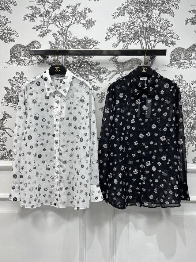 Xiaoxiangfeng 25 Spring And Summer New Brand Logo Print See-Through Shirt Lightw