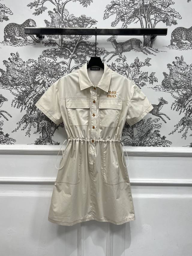 miu 25 Spring And Summer New Style Lapel Short-Sleeved Workwear Style Dress W
