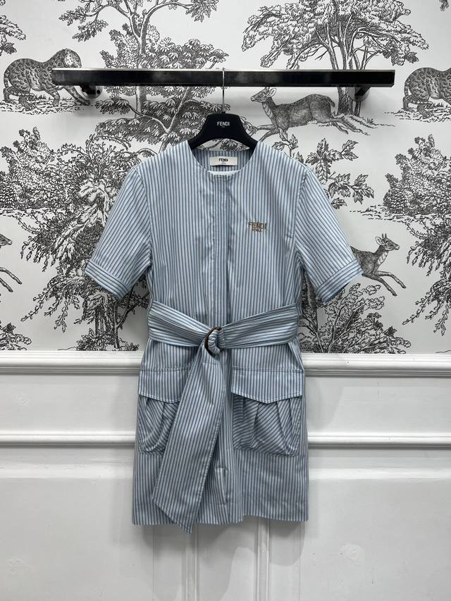 fd Home 25 Spring And Summer New Striped Short-Sleeved Dress Elegant And Atmo