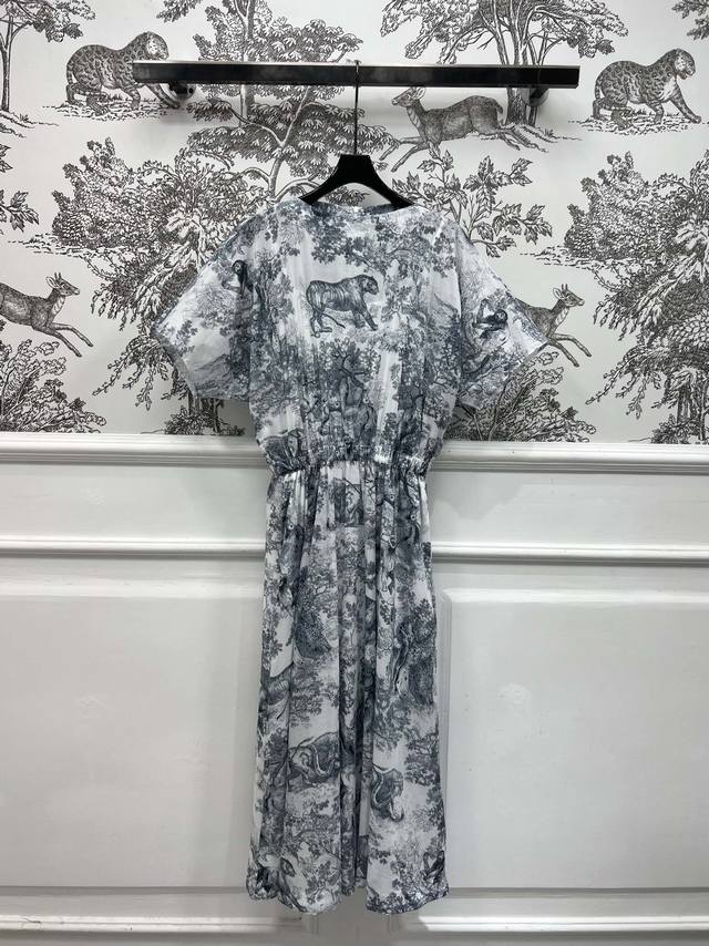 d Home 25 Spring And Summer New Animal Jungle Print Long Dress With Flying Sl